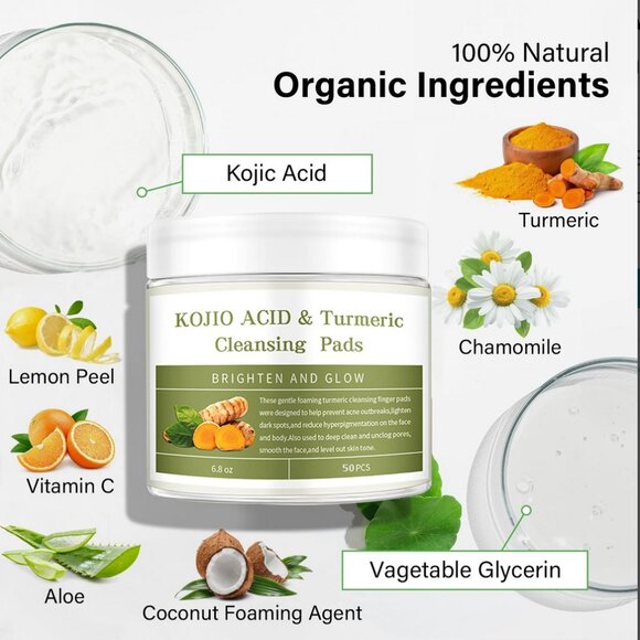 NEW 2 Jars- Turmeric Kojic Acid Cleansing Exfoliating Face Scrub Pads - Picture 5 of 13